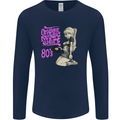 Original Music Shirt DJ Vinyl Turntable Mens Long Sleeve T-Shirt Navy Blue