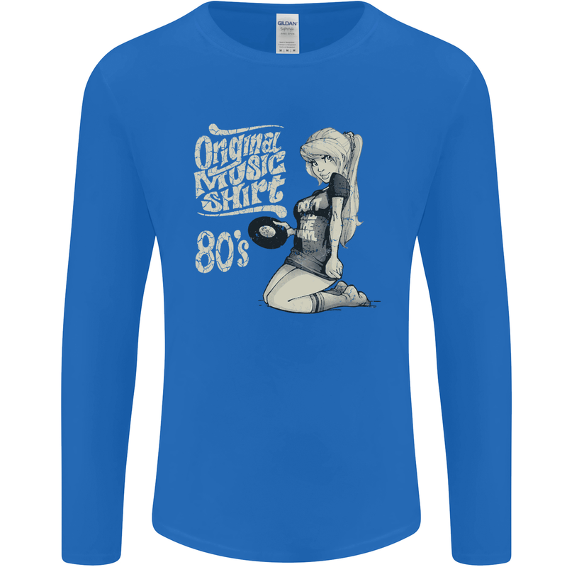 Original Music Shirt DJ Vinyl Turntable Mens Long Sleeve T-Shirt Royal Blue