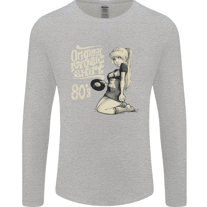 Original Music Shirt DJ Vinyl Turntable Mens Long Sleeve T-Shirt Sports Grey