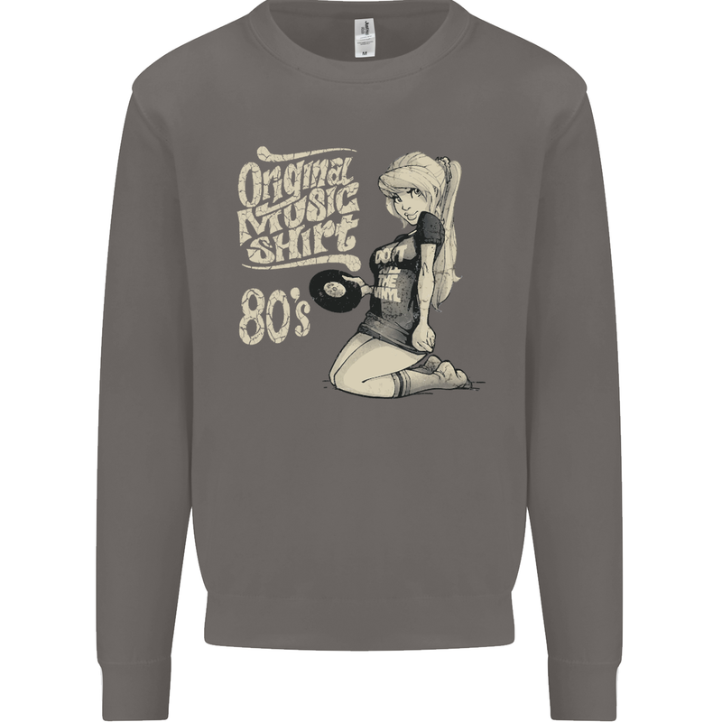 Original Music Shirt DJ Vinyl Turntable Mens Sweatshirt Jumper Charcoal