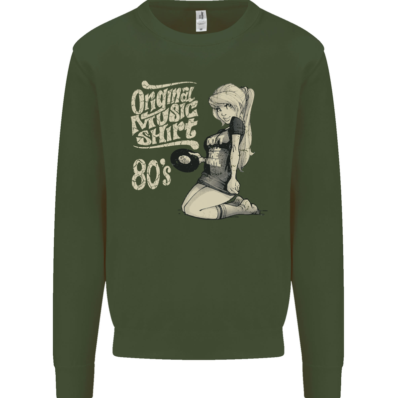 Original Music Shirt DJ Vinyl Turntable Mens Sweatshirt Jumper Forest Green