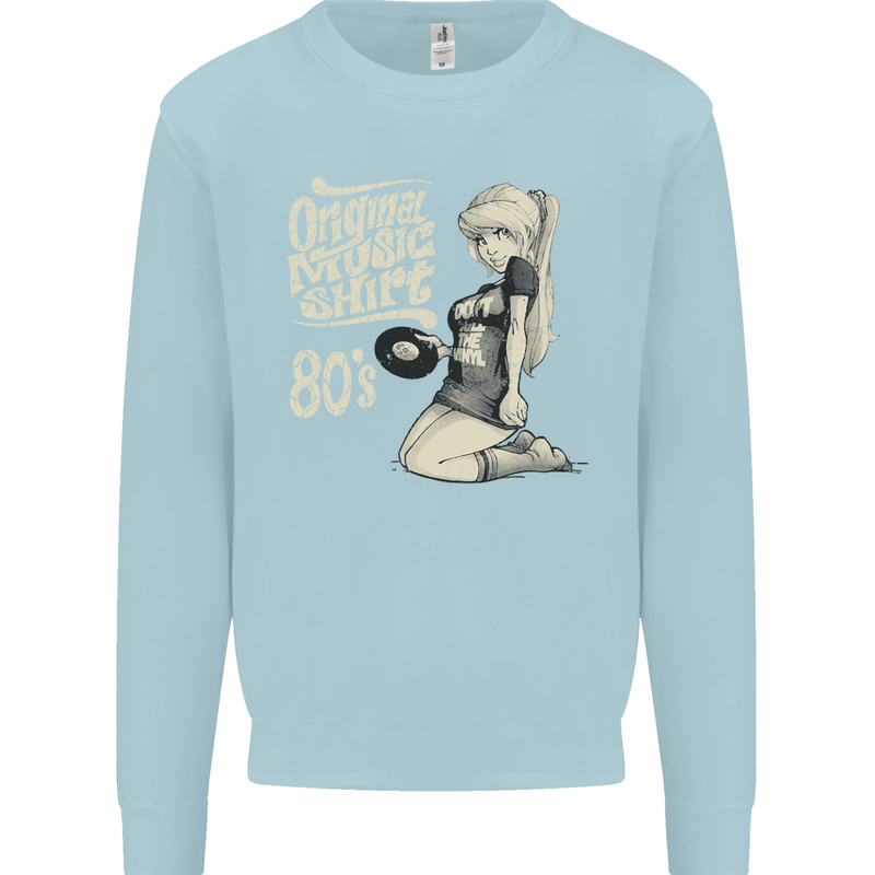 Original Music Shirt DJ Vinyl Turntable Mens Sweatshirt Jumper Light Blue