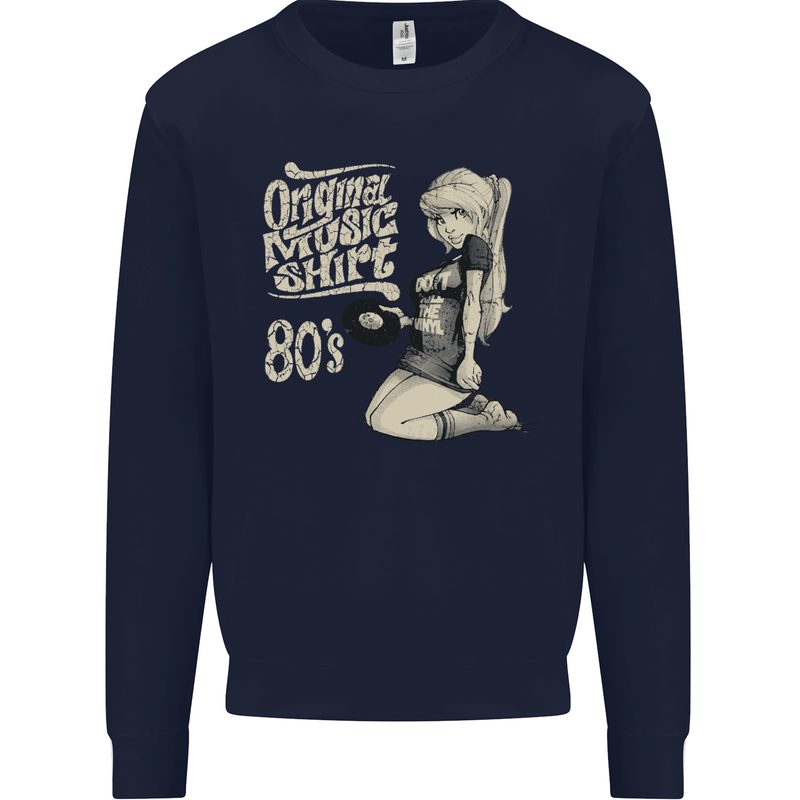 Original Music Shirt DJ Vinyl Turntable Mens Sweatshirt Jumper Navy Blue