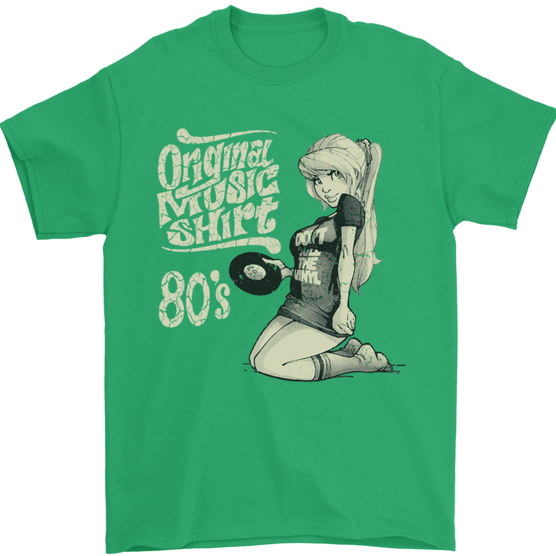 Original Music Shirt DJ Vinyl Turntable Mens T-Shirt Cotton Gildan Irish Green