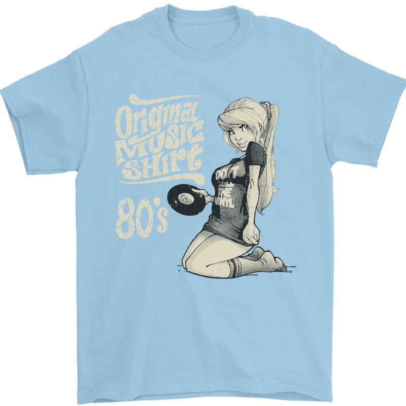 Original Music Shirt DJ Vinyl Turntable Mens T-Shirt Cotton Gildan Light Blue