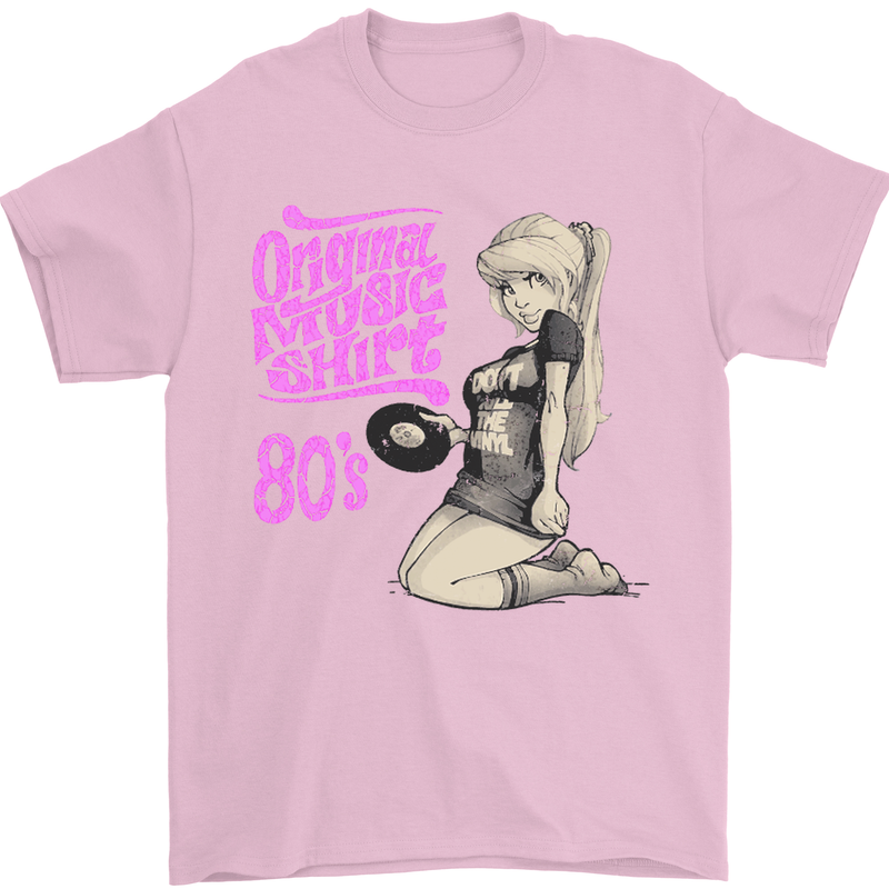 Original Music Shirt DJ Vinyl Turntable Mens T-Shirt Cotton Gildan Light Pink