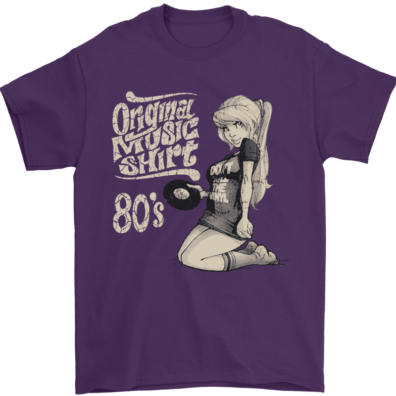 Original Music Shirt DJ Vinyl Turntable Mens T-Shirt Cotton Gildan Purple