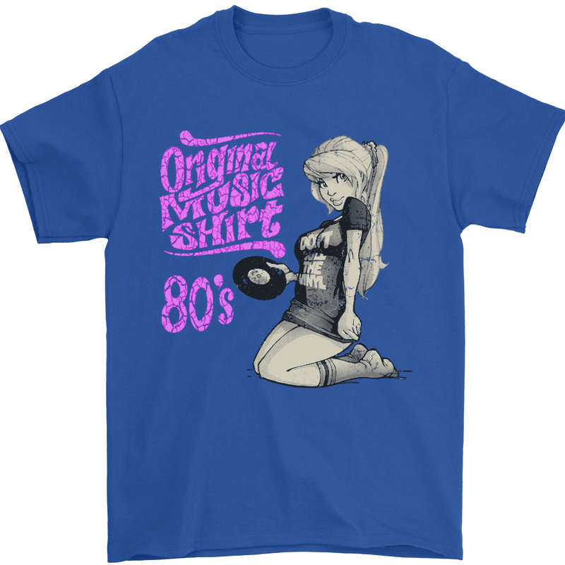 Original Music Shirt DJ Vinyl Turntable Mens T-Shirt Cotton Gildan Royal Blue