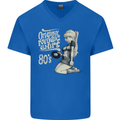 Original Music Shirt DJ Vinyl Turntable Mens V-Neck Cotton T-Shirt Royal Blue
