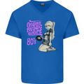 Original Music Shirt DJ Vinyl Turntable Mens V-Neck Cotton T-Shirt Royal Blue
