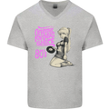 Original Music Shirt DJ Vinyl Turntable Mens V-Neck Cotton T-Shirt Sports Grey
