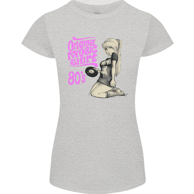 Original Music Shirt DJ Vinyl Turntable Womens Petite Cut T-Shirt Sports Grey