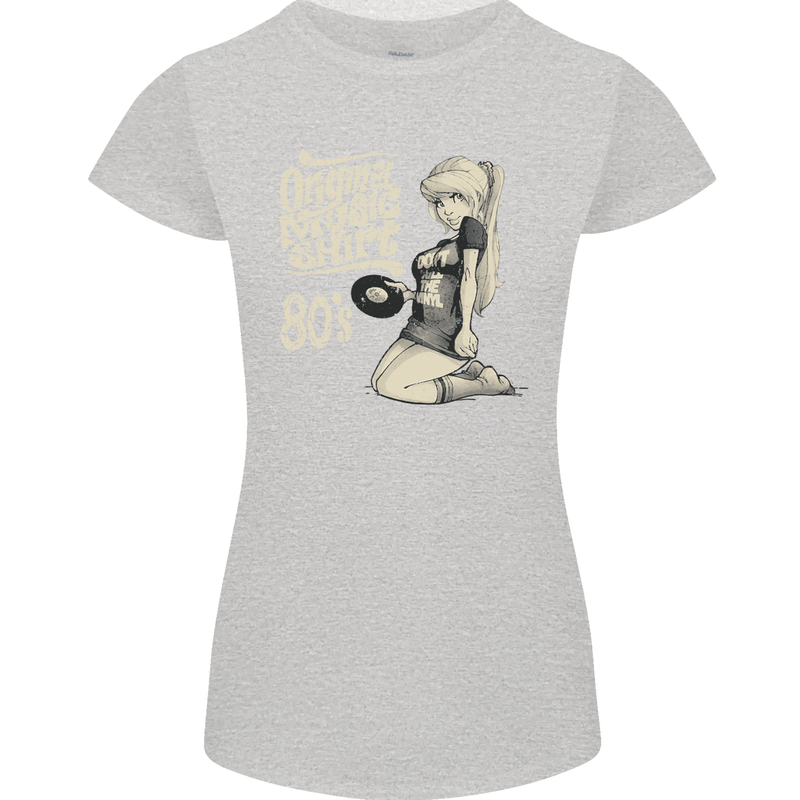 Original Music Shirt DJ Vinyl Turntable Womens Petite Cut T-Shirt Sports Grey