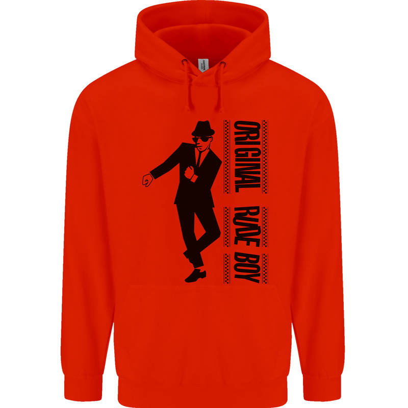 Original Rude Boy 2Tone 2 Tone SKA Childrens Kids Hoodie Bright Red