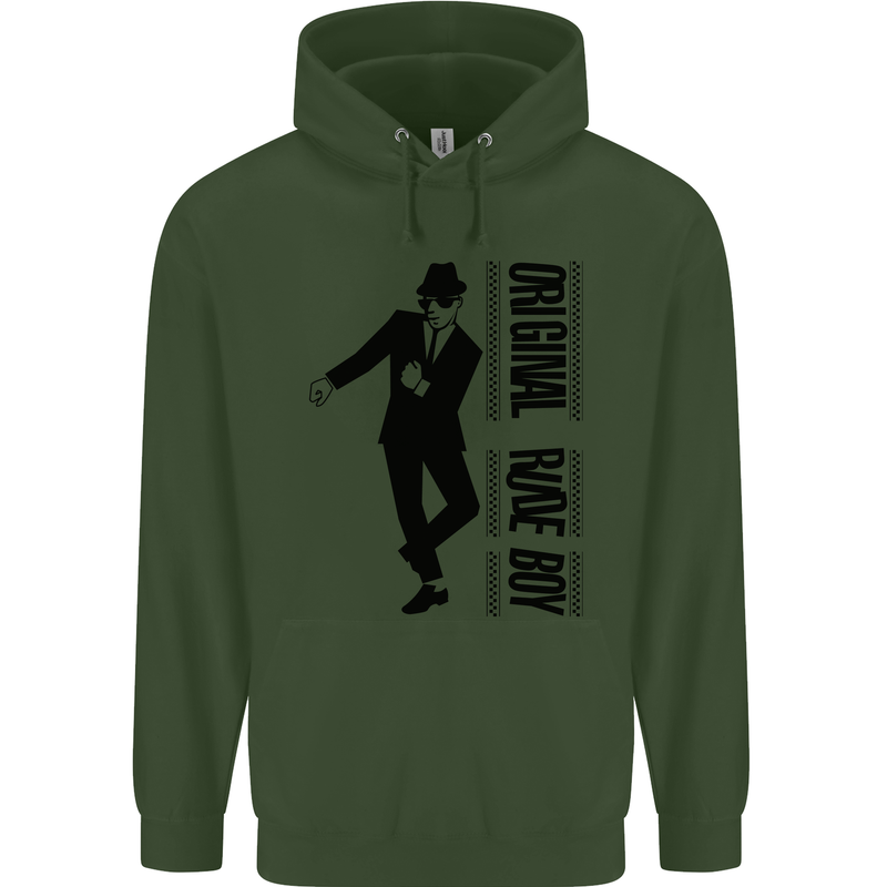 Original Rude Boy 2Tone 2 Tone SKA Childrens Kids Hoodie Forest Green