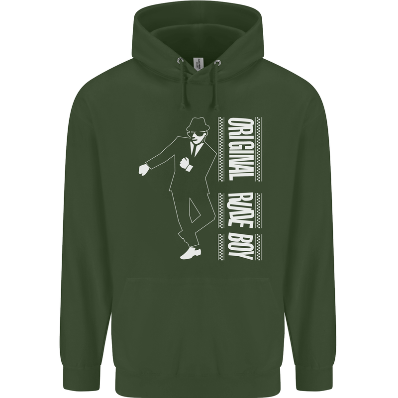 Original Rude Boy 2Tone 2 Tone SKA Childrens Kids Hoodie Forest Green