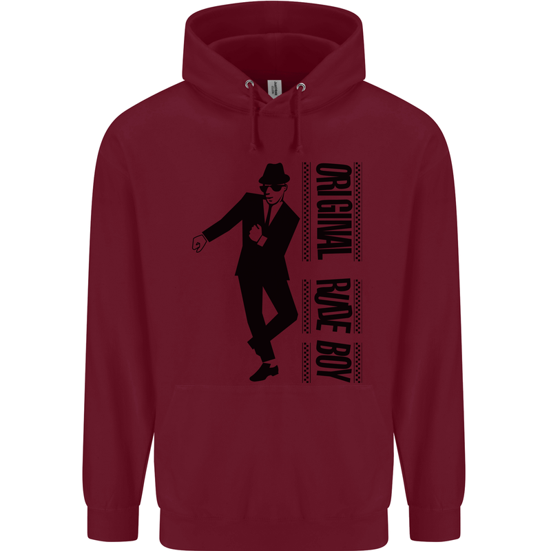Original Rude Boy 2Tone 2 Tone SKA Childrens Kids Hoodie Maroon