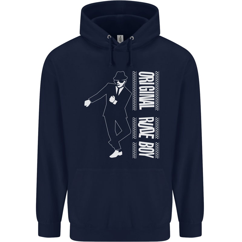 Original Rude Boy 2Tone 2 Tone SKA Childrens Kids Hoodie Navy Blue