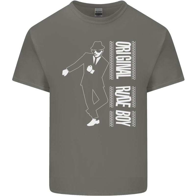 Original Rude Boy 2Tone 2 Tone SKA Mens Cotton T-Shirt Tee Top Charcoal