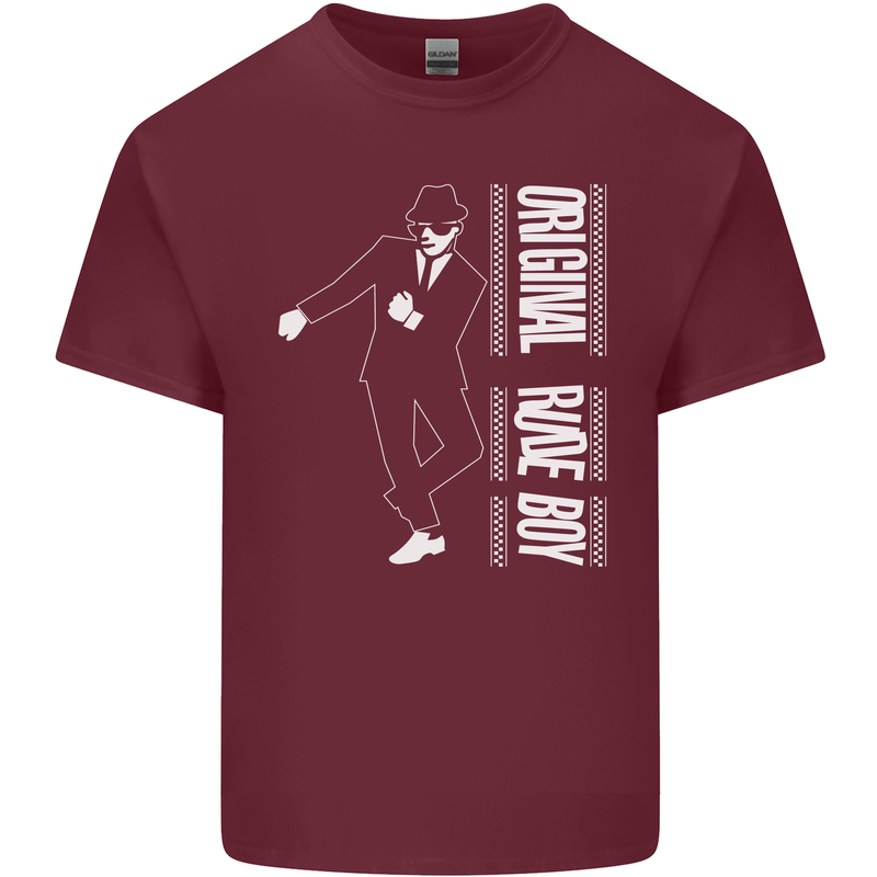 Original Rude Boy 2Tone 2 Tone SKA Mens Cotton T-Shirt Tee Top Maroon