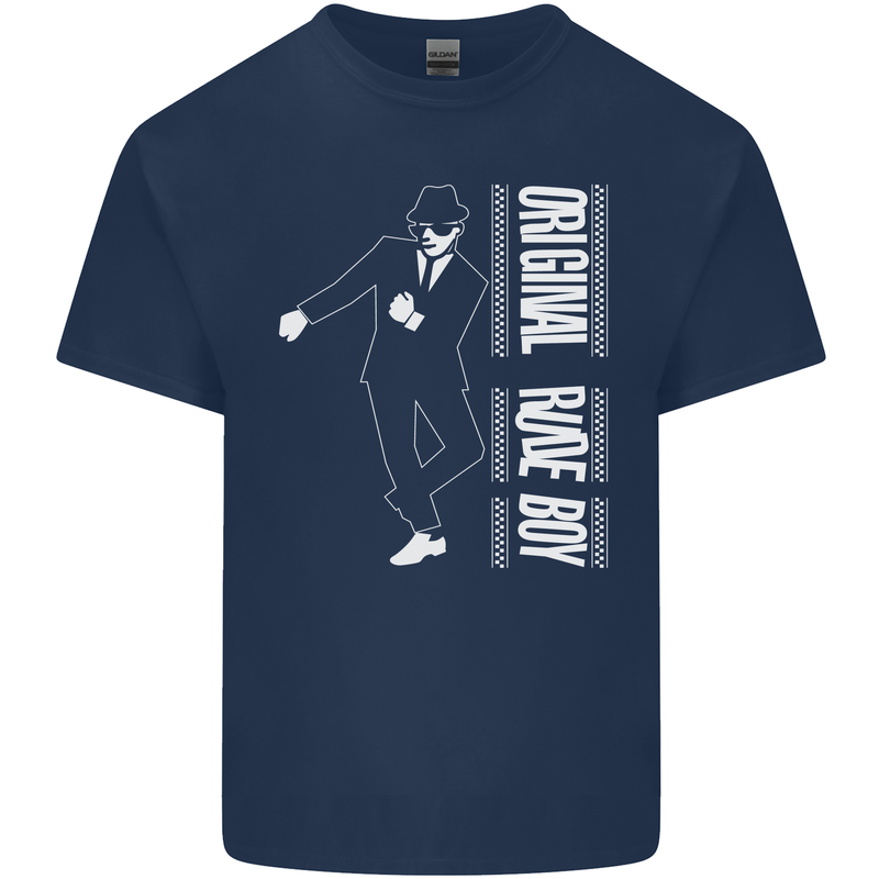 Original Rude Boy 2Tone 2 Tone SKA Mens Cotton T-Shirt Tee Top Navy Blue