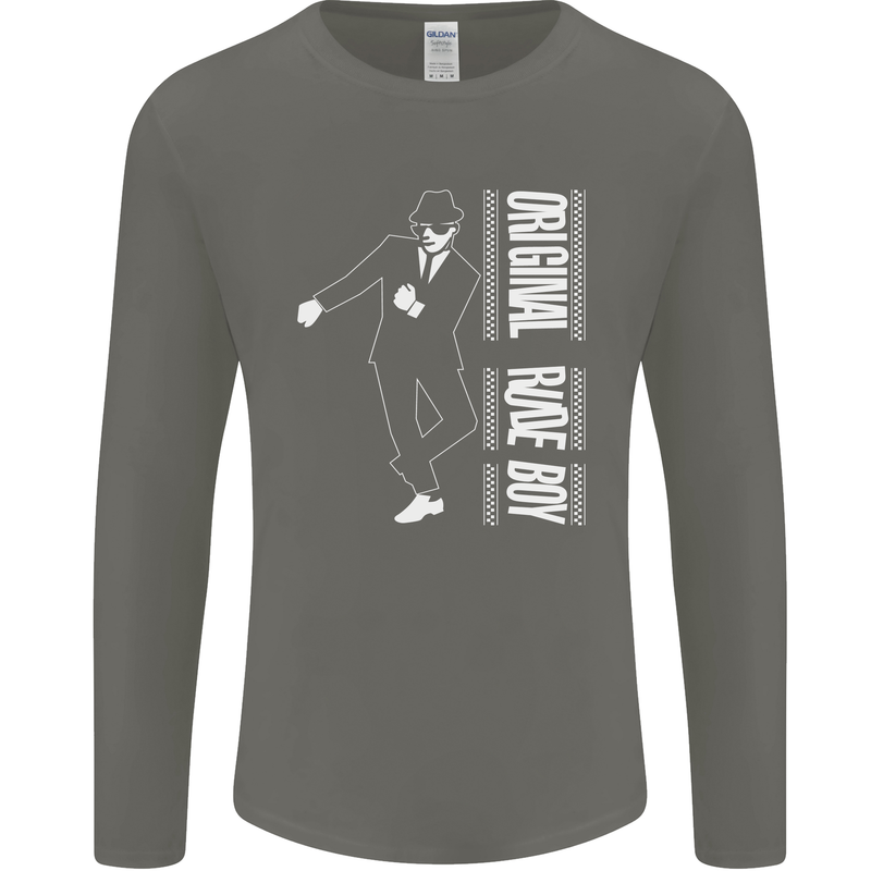 Original Rude Boy 2Tone 2 Tone SKA Mens Long Sleeve T-Shirt Charcoal