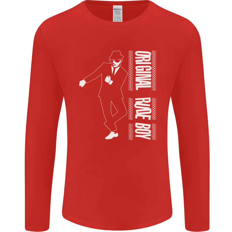 Original Rude Boy 2Tone 2 Tone SKA Mens Long Sleeve T-Shirt Red