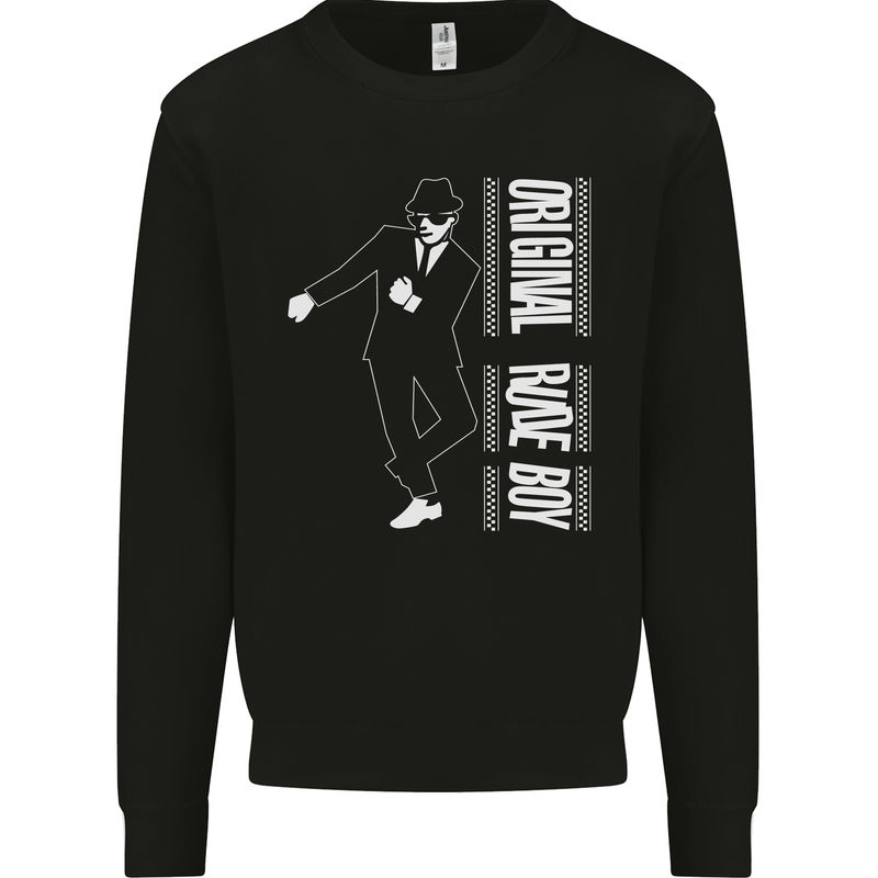Original Rude Boy 2Tone 2 Tone SKA Mens Sweatshirt Jumper Black