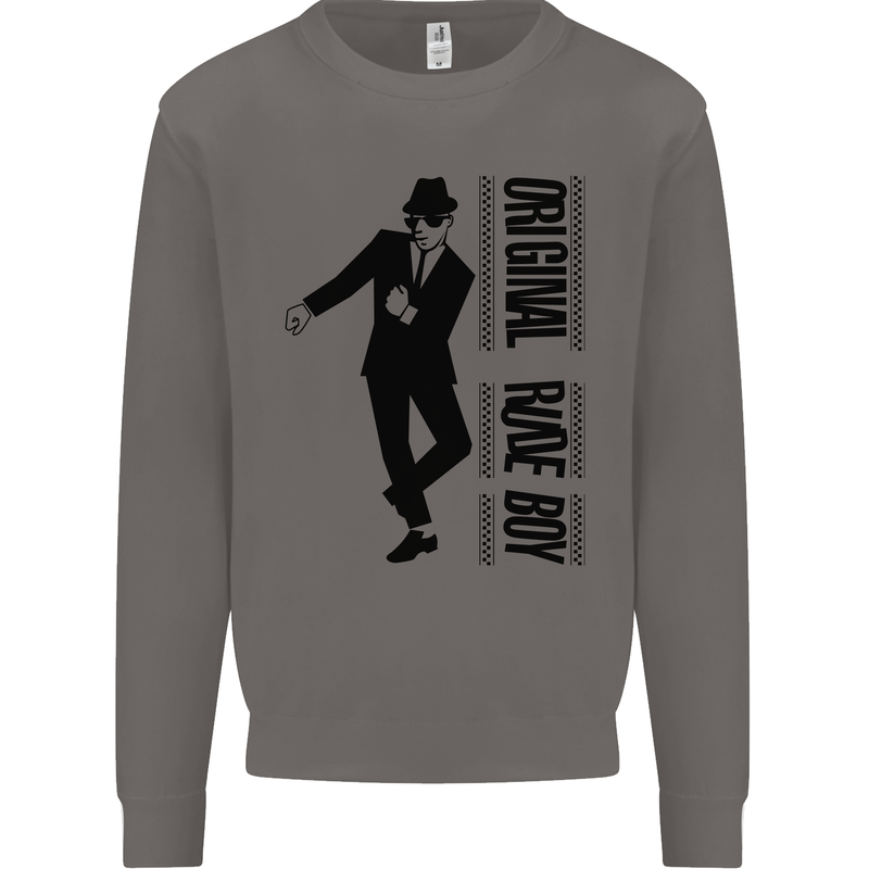 Original Rude Boy 2Tone 2 Tone SKA Mens Sweatshirt Jumper Charcoal