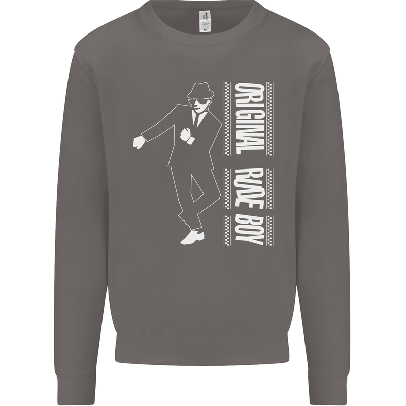 Original Rude Boy 2Tone 2 Tone SKA Mens Sweatshirt Jumper Charcoal