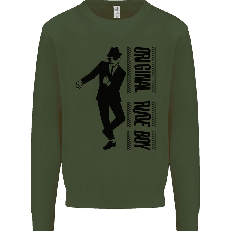 Original Rude Boy 2Tone 2 Tone SKA Mens Sweatshirt Jumper Forest Green