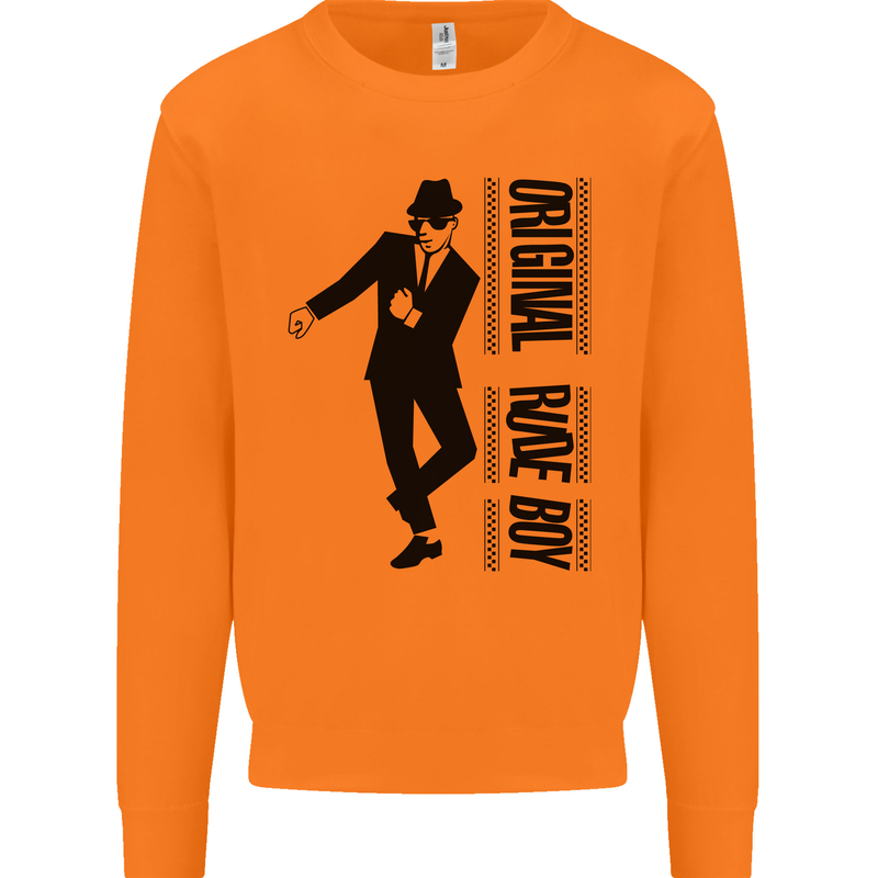 Original Rude Boy 2Tone 2 Tone SKA Mens Sweatshirt Jumper Orange