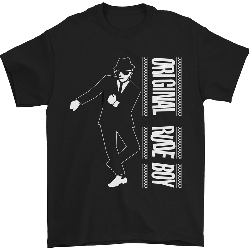Original Rude Boy 2Tone 2 Tone SKA Mens T-Shirt Cotton Gildan Black