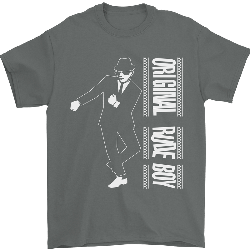 Original Rude Boy 2Tone 2 Tone SKA Mens T-Shirt Cotton Gildan Charcoal