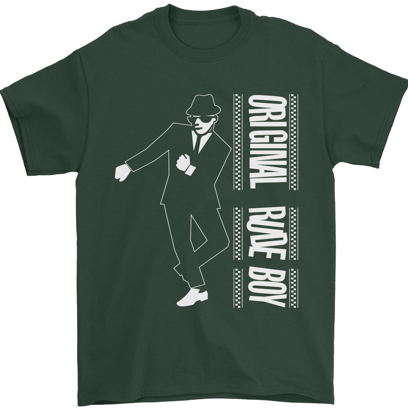 Original Rude Boy 2Tone 2 Tone SKA Mens T-Shirt Cotton Gildan Forest Green