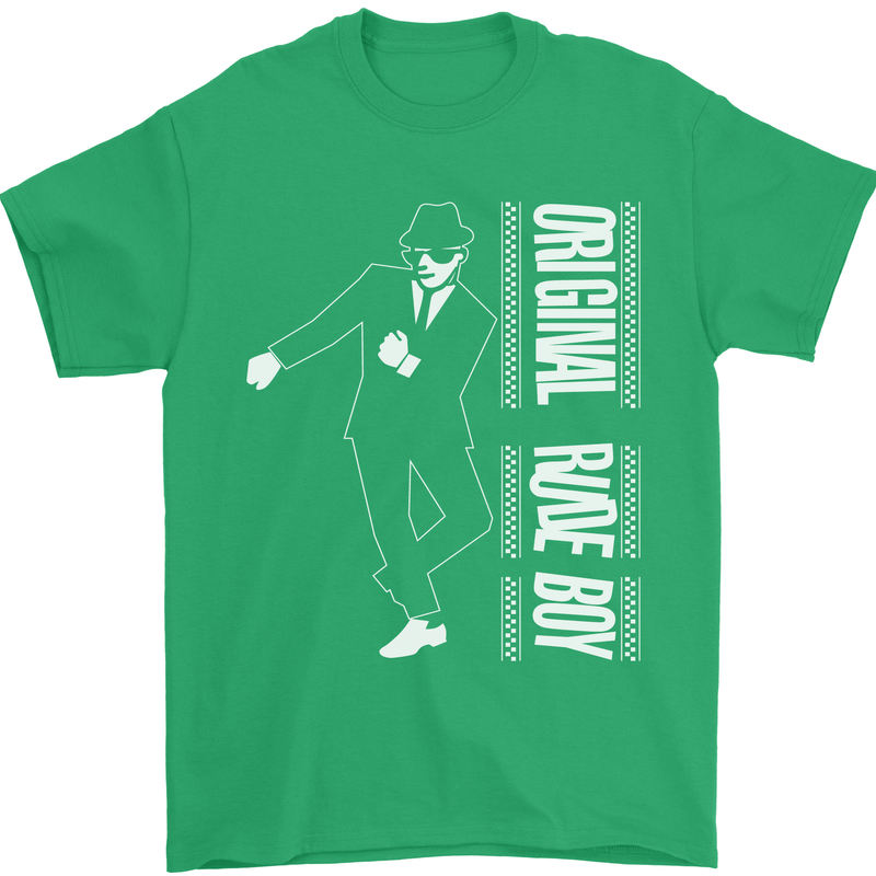 Original Rude Boy 2Tone 2 Tone SKA Mens T-Shirt Cotton Gildan Irish Green