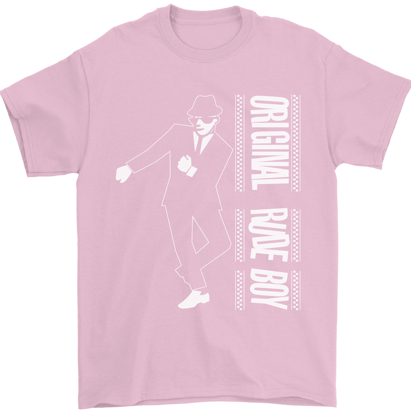 Original Rude Boy 2Tone 2 Tone SKA Mens T-Shirt Cotton Gildan Light Pink