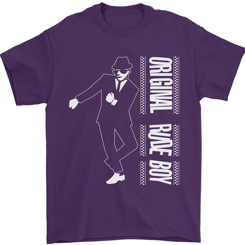 Original Rude Boy 2Tone 2 Tone SKA Mens T-Shirt Cotton Gildan Purple