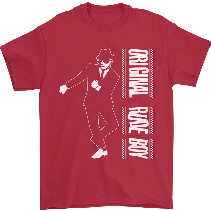 Original Rude Boy 2Tone 2 Tone SKA Mens T-Shirt Cotton Gildan Red