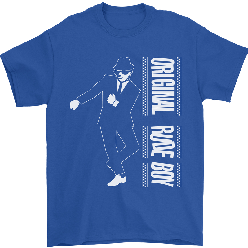 Original Rude Boy 2Tone 2 Tone SKA Mens T-Shirt Cotton Gildan Royal Blue