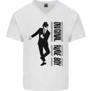 Original Rude Boy 2Tone 2 Tone SKA Mens V-Neck Cotton T-Shirt White