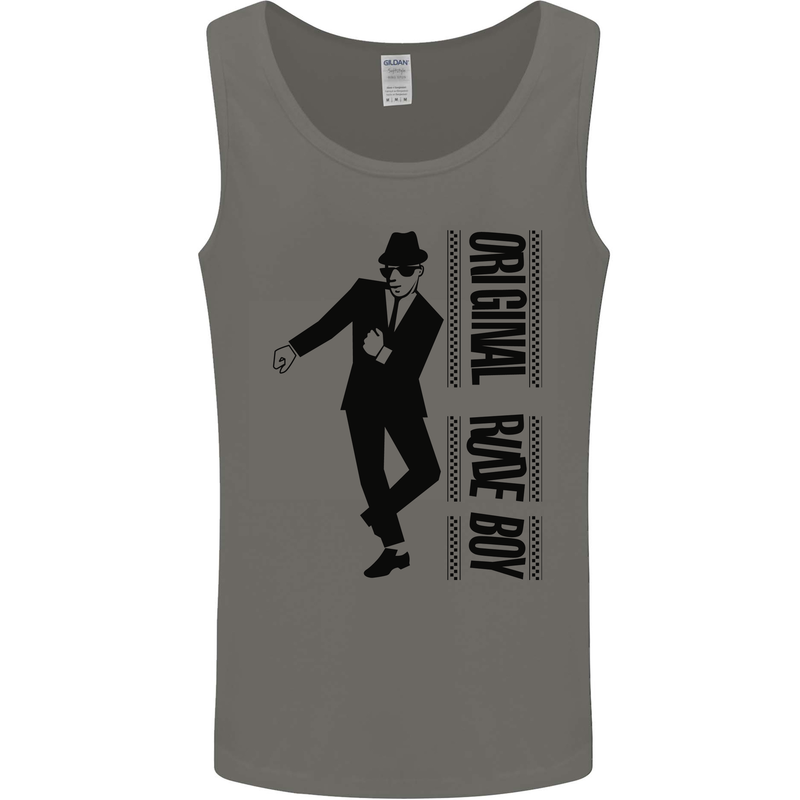 Original Rude Boy 2Tone 2 Tone SKA Mens Vest Tank Top Charcoal