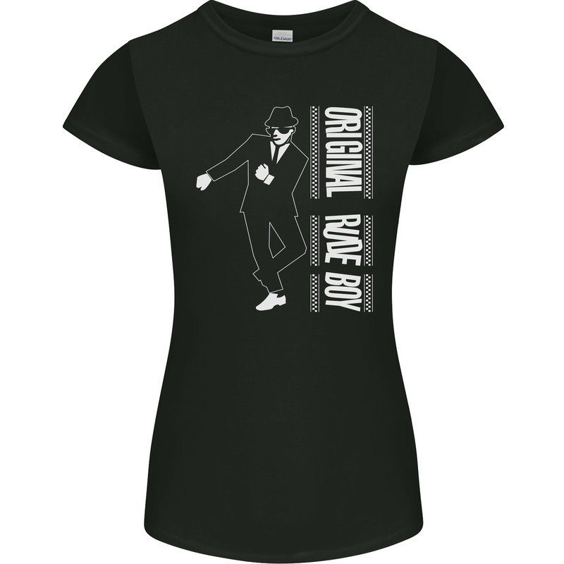Original Rude Boy 2Tone 2 Tone SKA Womens Petite Cut T-Shirt Black