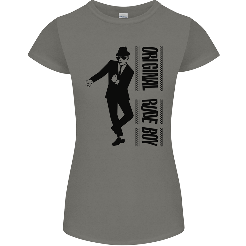 Original Rude Boy 2Tone 2 Tone SKA Womens Petite Cut T-Shirt Charcoal
