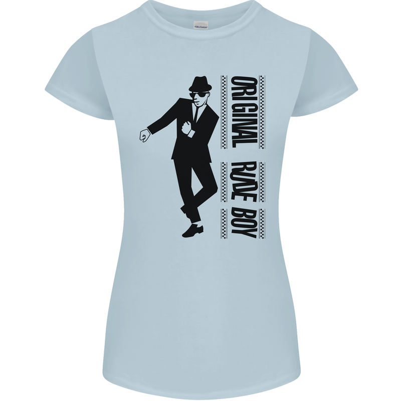 Original Rude Boy 2Tone 2 Tone SKA Womens Petite Cut T-Shirt Light Blue