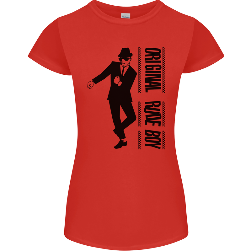 Original Rude Boy 2Tone 2 Tone SKA Womens Petite Cut T-Shirt Red