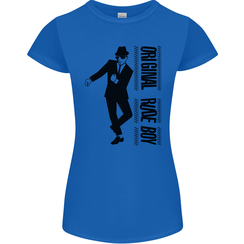 Original Rude Boy 2Tone 2 Tone SKA Womens Petite Cut T-Shirt Royal Blue