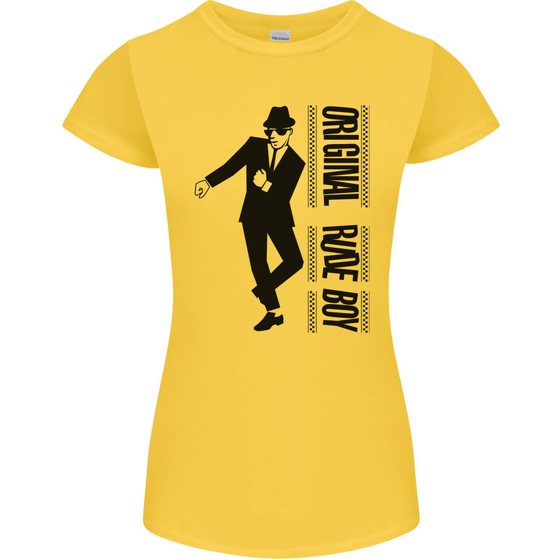 Original Rude Boy 2Tone 2 Tone SKA Womens Petite Cut T-Shirt Yellow