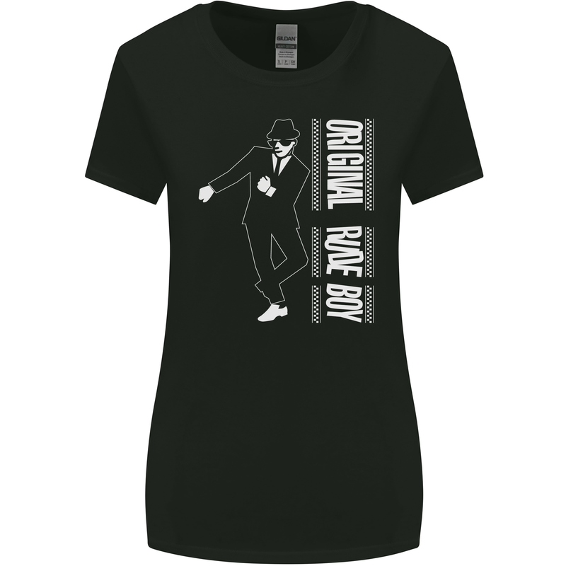 Original Rude Boy 2Tone 2 Tone SKA Womens Wider Cut T-Shirt Black