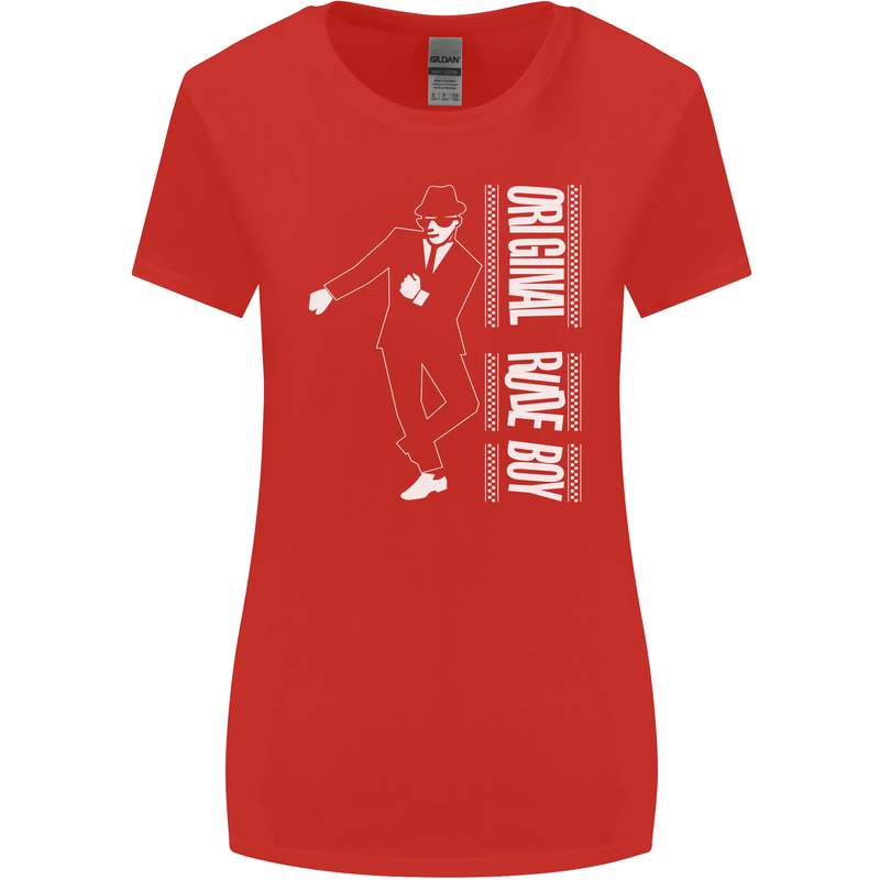 Original Rude Boy 2Tone 2 Tone SKA Womens Wider Cut T-Shirt Red